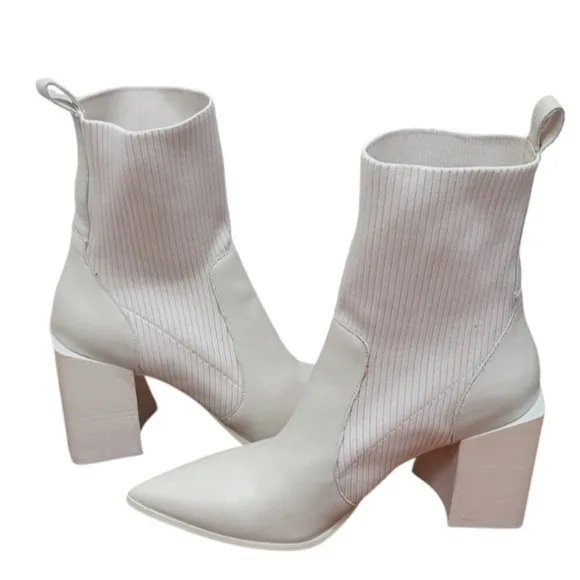 Steve Madden Womens Tackle Ivory Ankle Boots Shoes 11 Medium