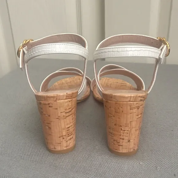Stuart Weitzman Analeigh women's white 7.5m Easy Cork Sandal heeled