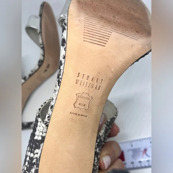 Stuart Weitzman Myslide Mules Snake Stiletto Sandals Pumps EUC US Womens Sz 8.5