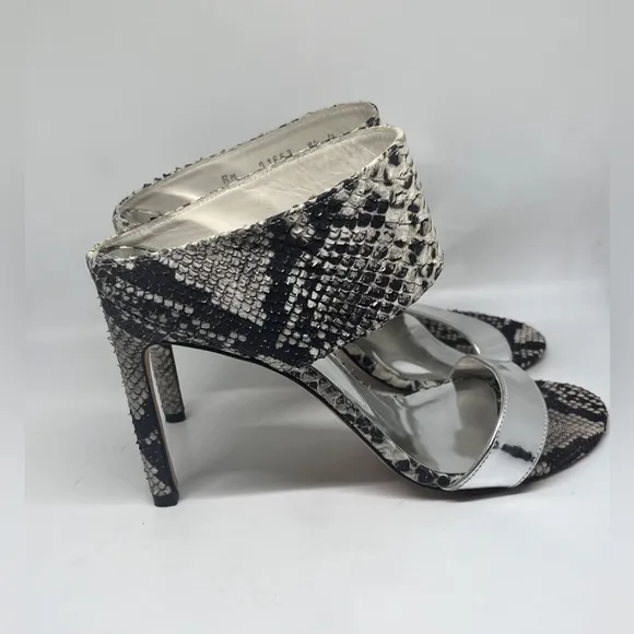 Stuart Weitzman Myslide Mules Snake Stiletto Sandals Pumps EUC US Womens Sz 8.5