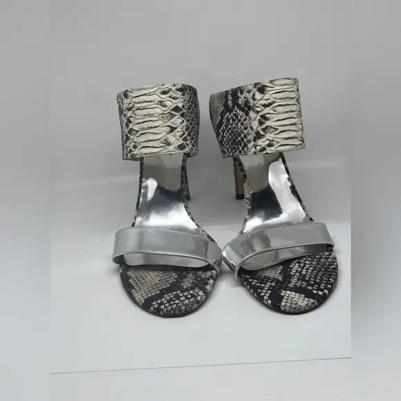Stuart Weitzman Myslide Mules Snake Stiletto Sandals Pumps EUC US Womens Sz 8.5