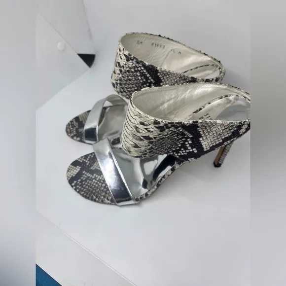 Stuart Weitzman Myslide Mules Snake Stiletto Sandals Pumps EUC US Womens Sz 8.5