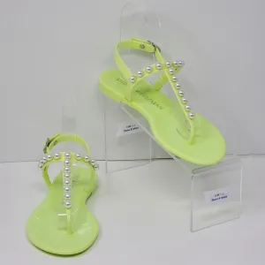 Stuart Weitzman Pearl Crystal Jelly Green Sandals Women's Size 6B New