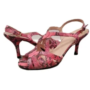 Stuart Weitzman Pink Snake Print Sandals