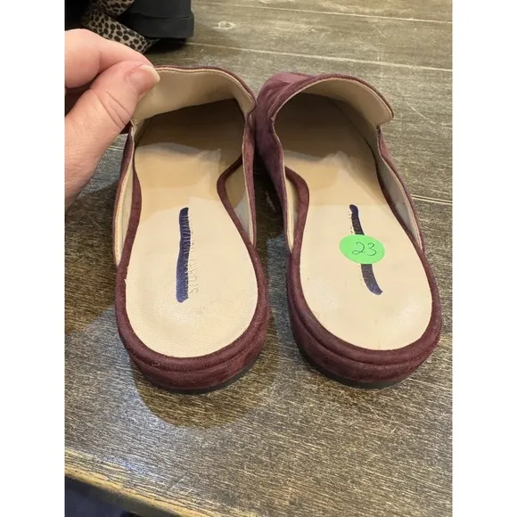 Stuart Weitzman Womens‎ Meena Mule Size 5 Loafer Slip On Flat Plum Suede