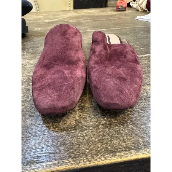 Stuart Weitzman Womens‎ Meena Mule Size 5 Loafer Slip On Flat Plum Suede