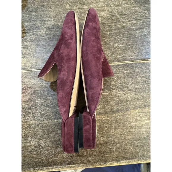 Stuart Weitzman Womens‎ Meena Mule Size 5 Loafer Slip On Flat Plum Suede