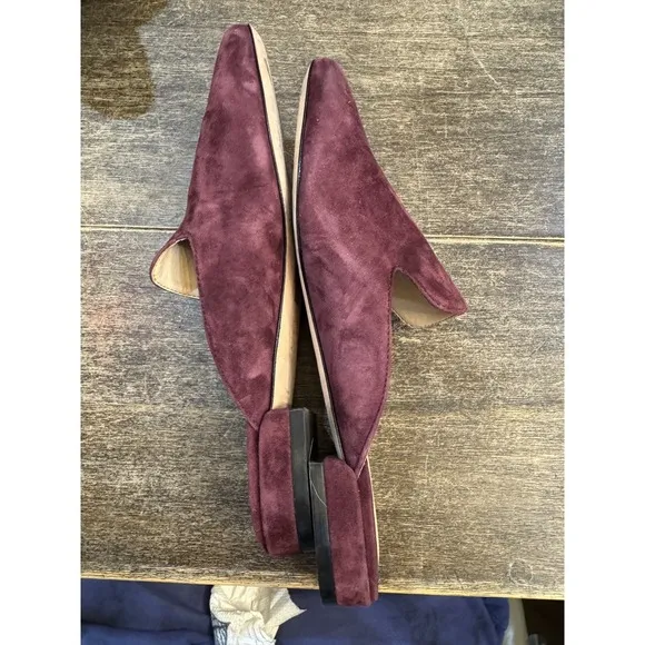 Stuart Weitzman Womens‎ Meena Mule Size 5 Loafer Slip On Flat Plum Suede