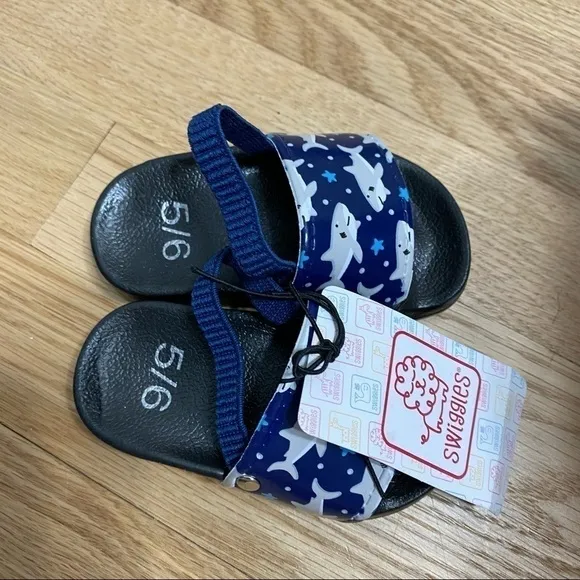 Swiggles Sandals NWT 5/6 Shark Print Blue Black
