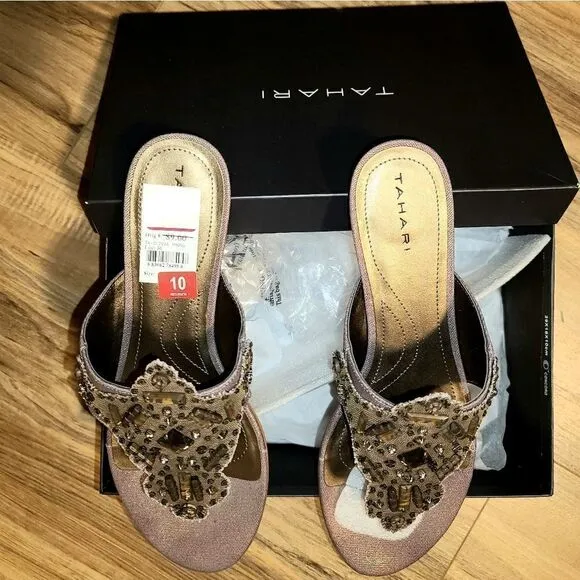 Tahari | NIB NWT Olivia Antique Gold Sandals