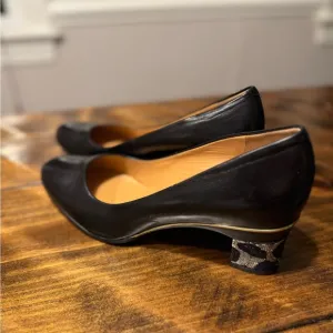 Tanya Heath Shoes Classic Pump Size 41 Almond toe black leather Made in France