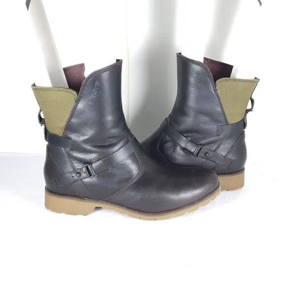 TEVA Women's De La Vina US8,5 Brown Leather Waterproof Zip-Up Ankle Boots