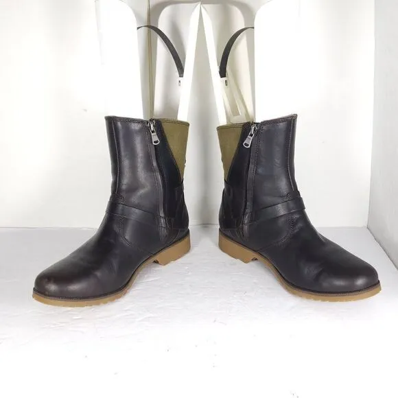 TEVA Women's De La Vina US8,5 Brown Leather Waterproof Zip-Up Ankle Boots
