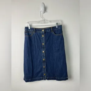 The J. Peterman Company Denim Button Skirt