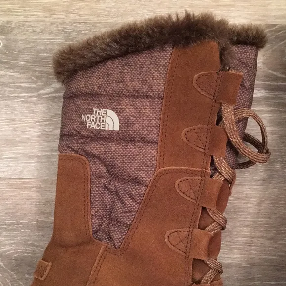 The North Face Nuptse Purna brown suede waterproof boot 9