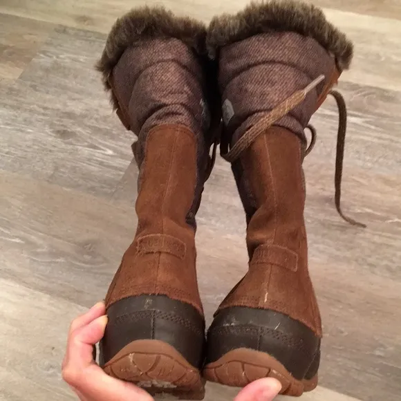 The North Face Nuptse Purna brown suede waterproof boot 9
