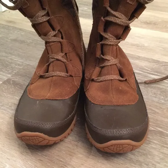 The North Face Nuptse Purna brown suede waterproof boot 9