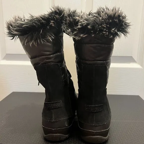 The North Face Nuptse Purna Womens Sz 7 Winter Boots Black Waterproof Faux Fur