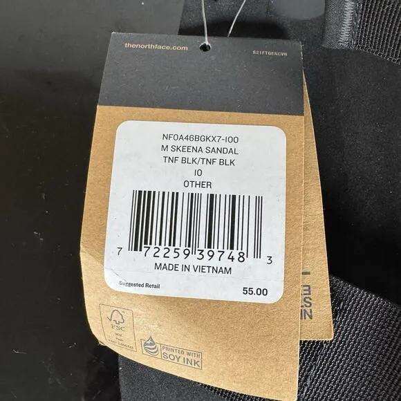 The Northface Men's Skeena Sandals 'Black' NF0A46BGKX7-100 NWT 10