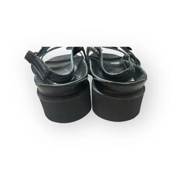 Thierry Rabotin Black Leather Strappy Velcro Sandals Size 36