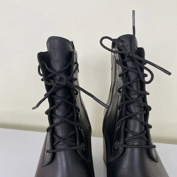 Timberland 8” Women’s Size 7 Sienna Black Leather Lace-Up &amp; Zip Waterproof Boots