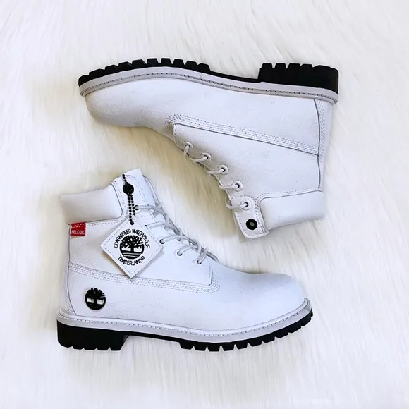 Timberland Boys Premium 6 Inch Waterproof White Helcor Boots