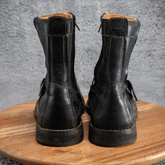 Timberland Earthkeepers Anti-Fatique Men 10 M Black Leather Buckle Biker Boots