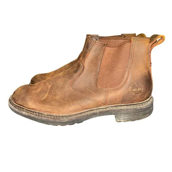 Timberland Logan Chelsea Boots Men's Sz 9 Brown Leather Ankle Shoes Anti Fatigue