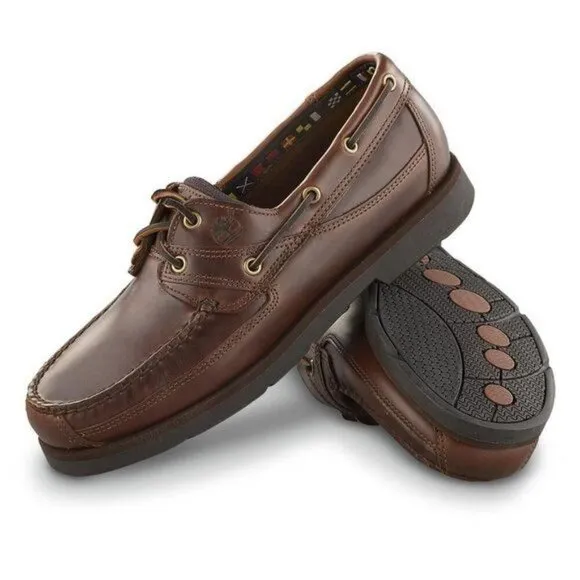 Timberland Mens 12 Brown Leather Moccasin Boat Deck Shoe Loafer Preppy Old Money