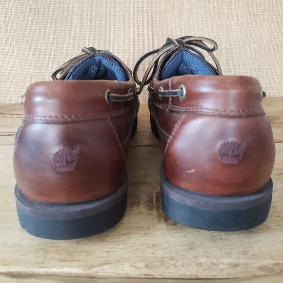 Timberland Mens 12 Brown Leather Moccasin Boat Deck Shoe Loafer Preppy Old Money