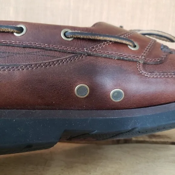 Timberland Mens 12 Brown Leather Moccasin Boat Deck Shoe Loafer Preppy Old Money