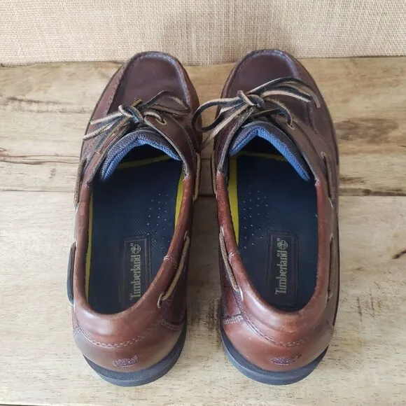 Timberland Mens 12 Brown Leather Moccasin Boat Deck Shoe Loafer Preppy Old Money