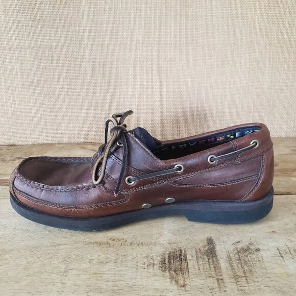 Timberland Mens 12 Brown Leather Moccasin Boat Deck Shoe Loafer Preppy Old Money