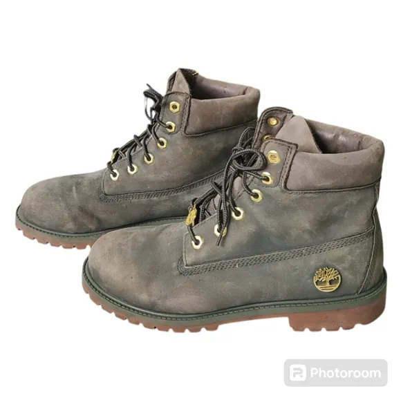 Timberland ReBOTL Boots Boy's Classic 6-Inch Waterproof Green Nubuck Suede