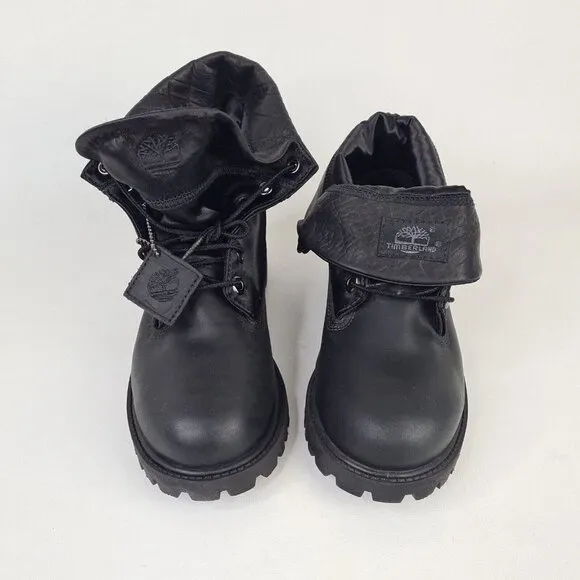 Timberland Roll Top Boys Boots Waterproof Black Winter Size 5.5 DS