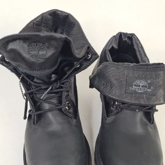 Timberland Roll Top Boys Boots Waterproof Black Winter Size 5.5 DS