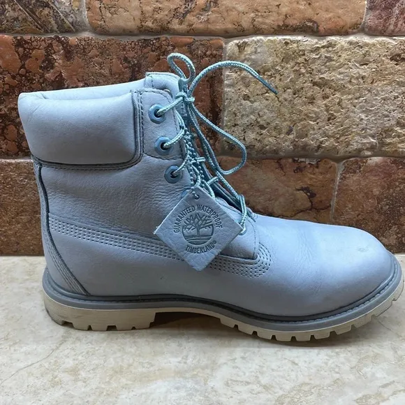 Timberland Women’s Boots Lace Up Ankle Blue Leather Waterproof Blue 8.5M