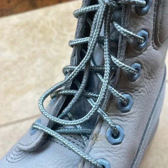 Timberland Women’s Boots Lace Up Ankle Blue Leather Waterproof Blue 8.5M