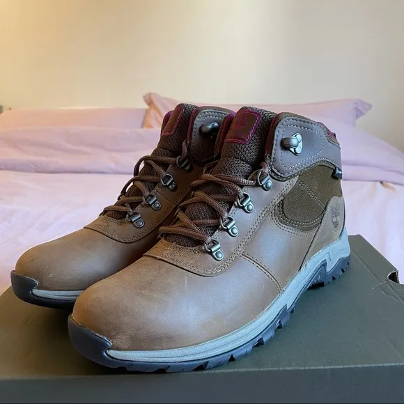 Timberland Women’s Mt. Maddsen Waterproof Hiking Boots Full Brown Grain Purple