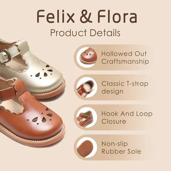 Toddler Little Girl Mary Jane Dress Shoes B366-brown