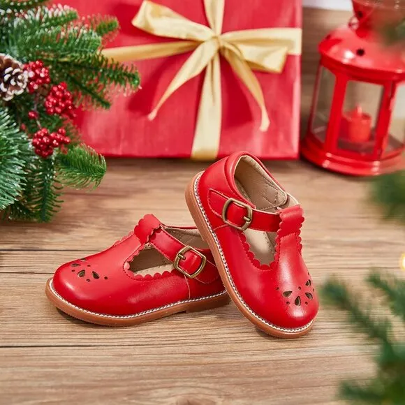 Toddler Little Girl Mary Jane Dress Shoes B366-red
