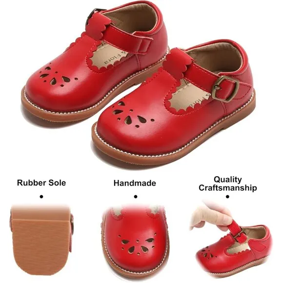 Toddler Little Girl Mary Jane Dress Shoes B366-red