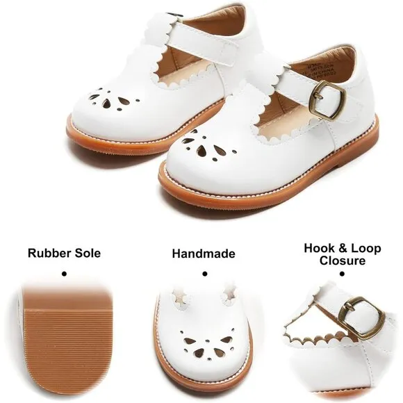 Toddler Little Girl Mary Jane Dress Shoes B366-white