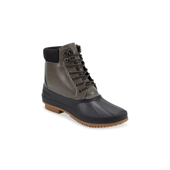 TOMMY HILFIGER Mens Gray Collar Waterproof Colins 2 Round Toe Duck Boots 8 M