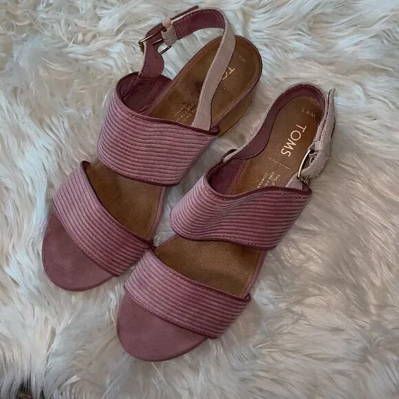 Toms Poppy Mauve Corduroy Sandals