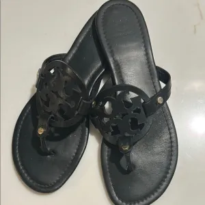 Tory Burch Black Miller Leather Sandals