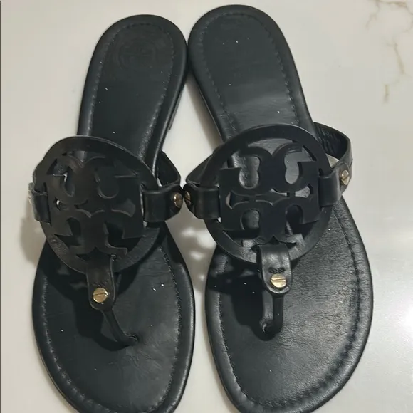 Tory Burch Black Miller Leather Sandals