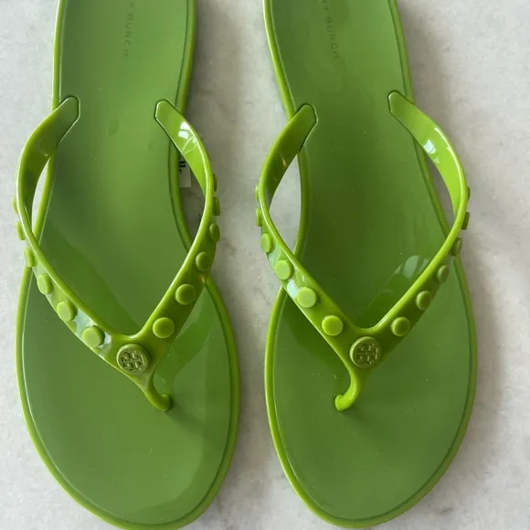 TORY BURCH CANDY APPLE GREEN JELLY SANDALS!! New!! Size 10