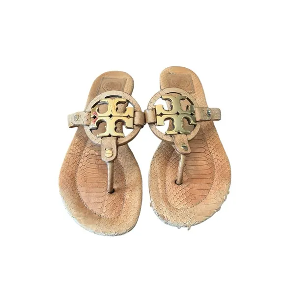 Tory Burch Gold Metal Snakeskin Miller Sandals