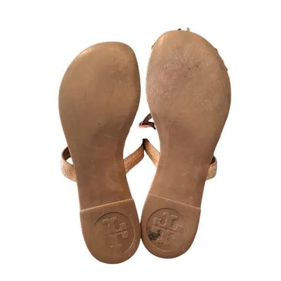 Tory Burch Gold Metal Snakeskin Miller Sandals